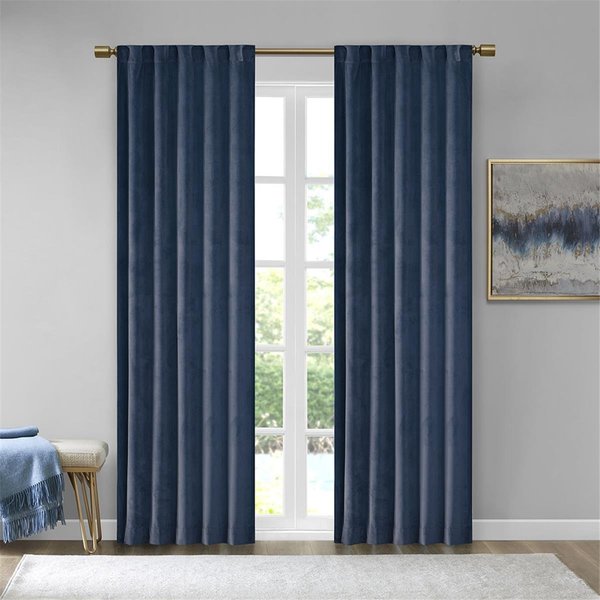 510 Design Navy 100 Percent Polyester Velvet Window Panel - Set of 2 5DS40-0161